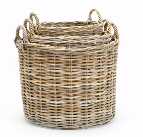 Rattan Round Storage Baskets Set/3