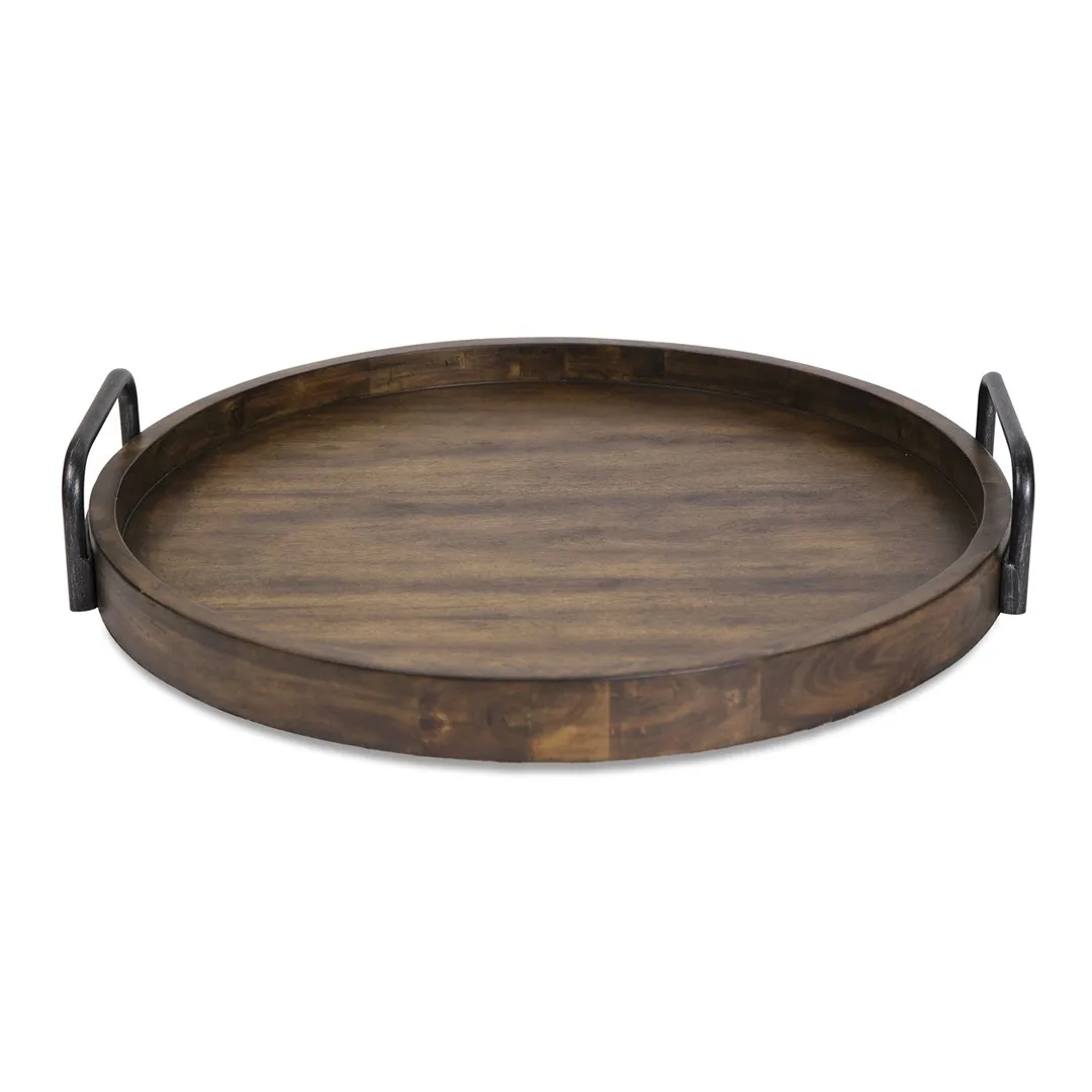 Tray, Wood with Iron Handles