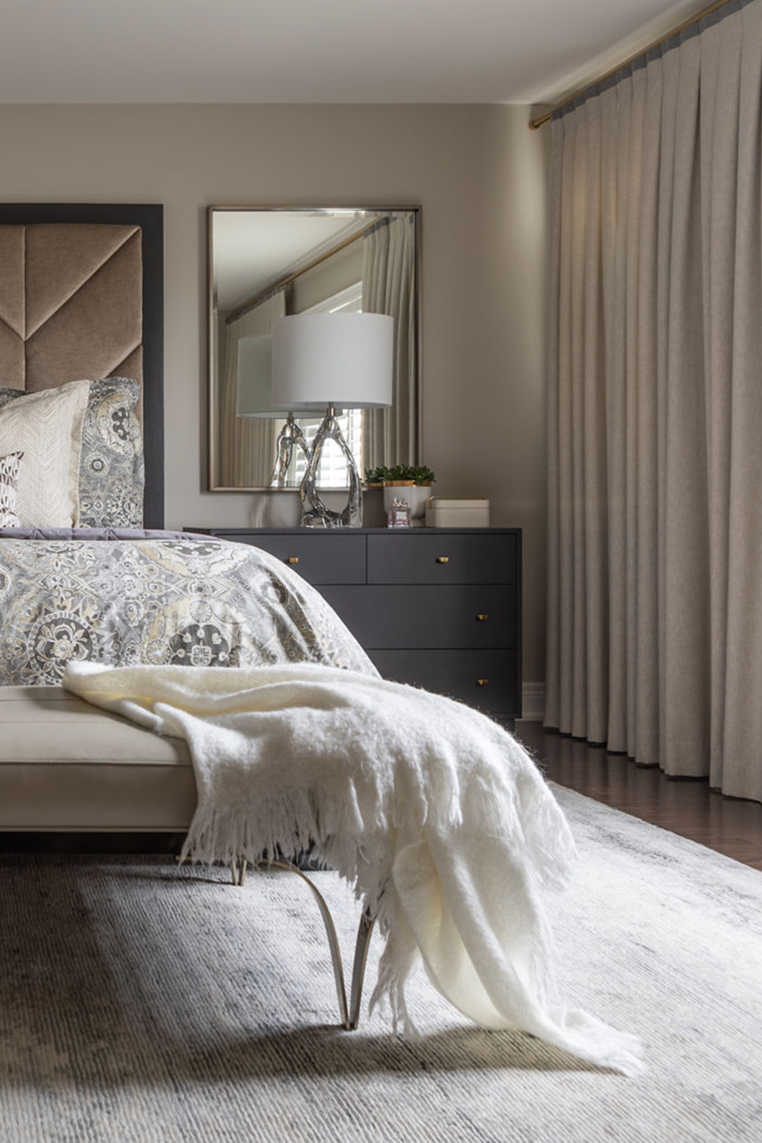 Refined Serenity Custom Drapery | Bedroom Design Project | Interior Design Whitby | Endless Ideas Inc.