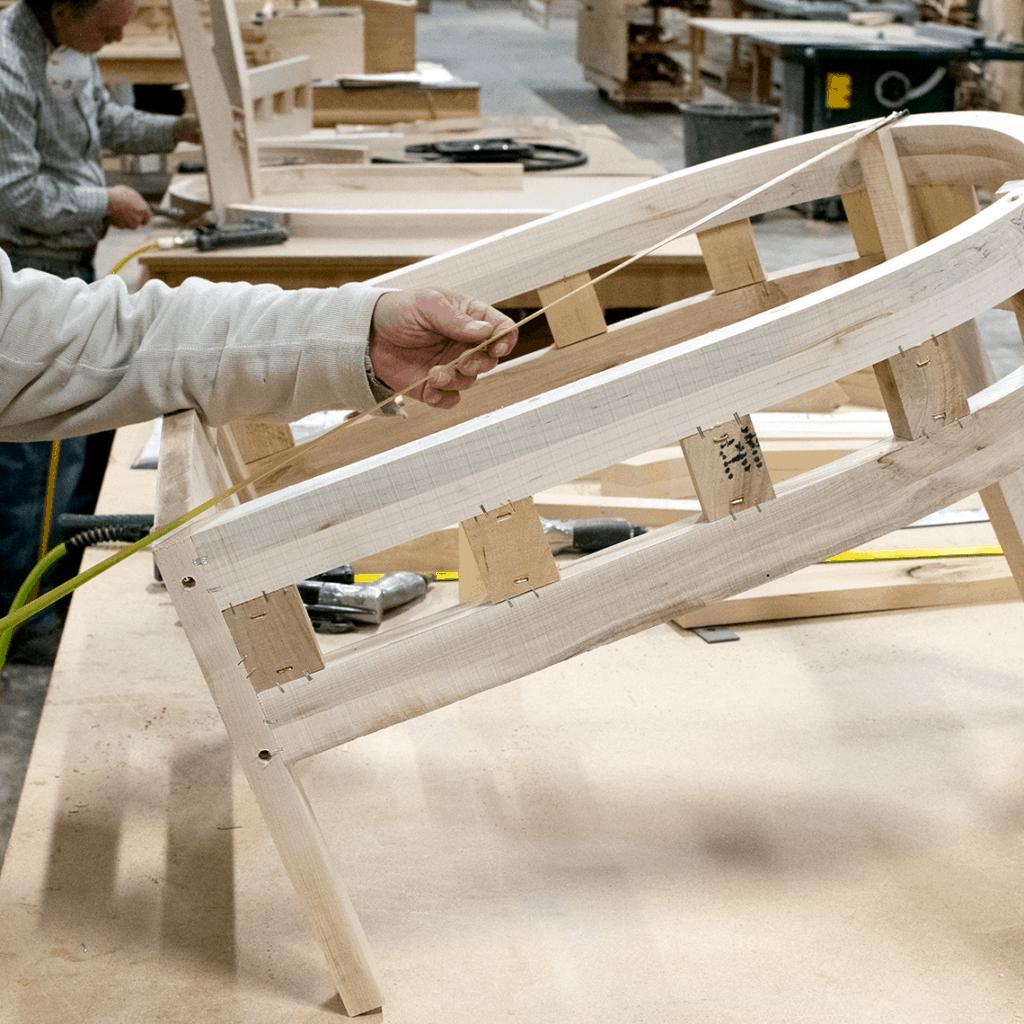 Chair frame in production at Silva Custom Furnishings, one of our favourite (and very talented) local upholstery suppliers. (Photo credit: Silva4home)
