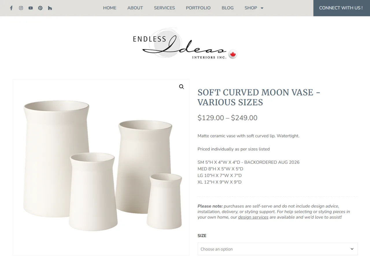 Soft Curved Moon Vase - Various Sizes | Preview