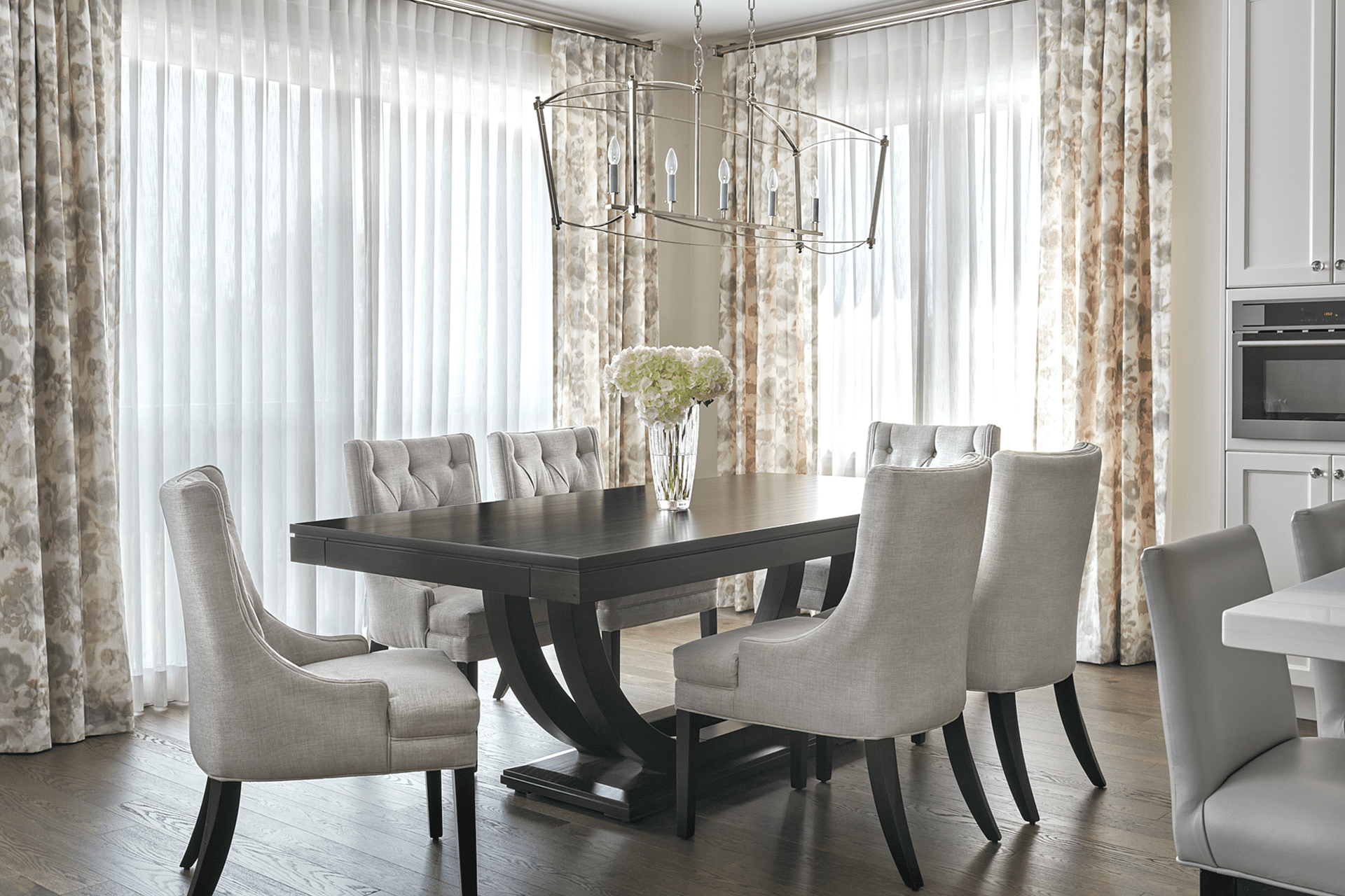 Pretty In Blush - Dining Room Interior Design - Custom Drapery and Home Furnishings