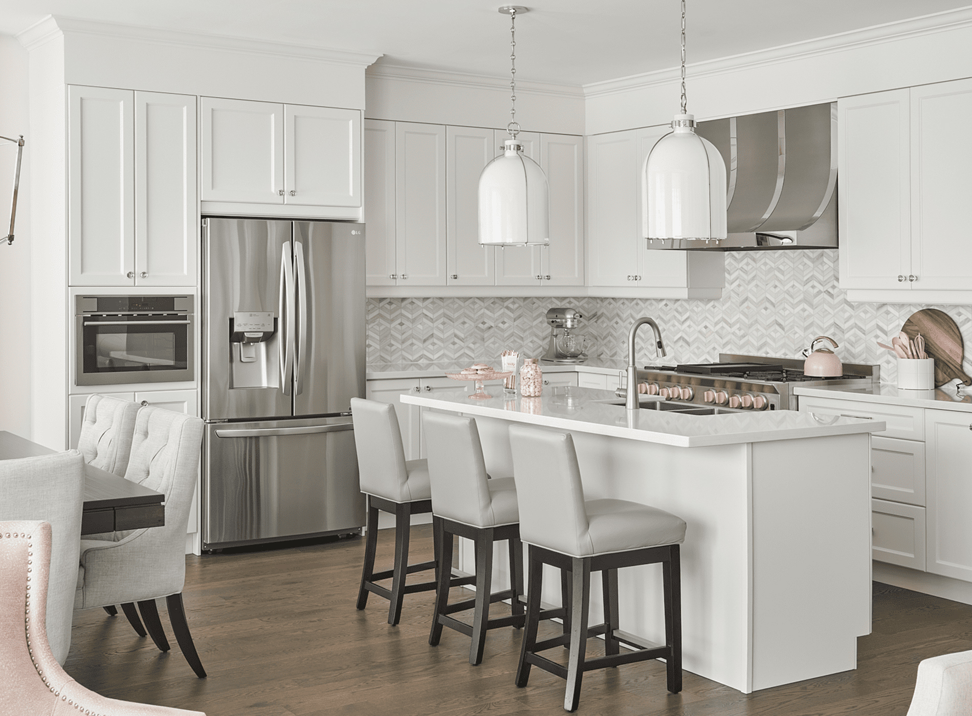 Pretty In Blush - Kitchen and Dining Room Interior Design - Custom Kitchens